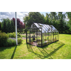 HALLS szklarnia ogrodowa ICON 8 (11,2 m2; 2,55 x 4,41 m) czarna, szkło hartowane + baza